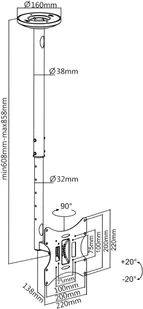 Maclean Maclean Uchwyt sufitowy do telewizora Maclean MC-504B (Obrotowy, sufitowy, Uchylny; 23" - 42"; max. 30kg) 2_239130 - Uchwyty do monitorów - miniaturka - grafika 7