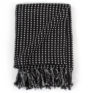 vidaXL Bawełniana narzuta w kratkę, 125 x 150 cm, czarna - Narzuty - miniaturka - grafika 5