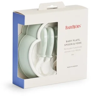 Baby Bjorn talerzyki ze sztućcami Powder Green - Zestawy naczyń dla dzieci - miniaturka - grafika 5