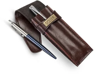 Skórzane etui na długopisy, pióro SOLIER SA12 bordowe - Etui na długopisy i pióra - miniaturka - grafika 3