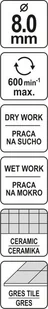 Yato WIERTŁO DO GRESU 8MM DO WIERCENIA NA MOKRO I NA SUCHO YT-60423 - Wiertła - miniaturka - grafika 4