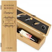 Gadżety dla niej i dla niego - Murrano Personalizowany Zestaw Akcesoriów i Skrzynka Do Wina Dla Rodziców ZDW2-029 - miniaturka - grafika 1