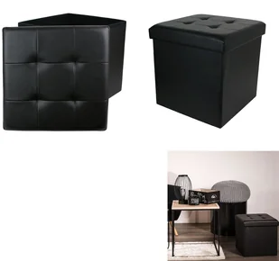 Intesi Pufa Intesi Vels eko skóra czarna - Pufy i podnóżki - miniaturka - grafika 2