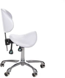 Beauty System Taboret kosmetyczny z oparciem BY-3004 biały BSBY-3004/WHITE - Krzesła i taborety kosmetyczne - miniaturka - grafika 5