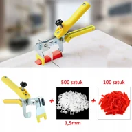 Narzędzia glazurnicze - Duży Zestaw 500 Klipsów 1,5mm 100 Klinów Szczypce - miniaturka - grafika 1
