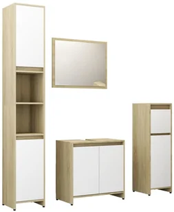 vidaXL vidaXL 4-częściowy zestaw mebli łazienkowych, biel i dąb sonoma, płyta - Meble łazienkowe - miniaturka - grafika 2