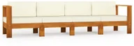 Meble ogrodowe - vidaXL 4-osobowa sofa ogrodowa z kremowymi poduszkami, drewno akacjowe 3057928 - miniaturka - grafika 1