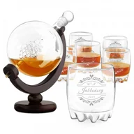 Karafki - Murrano Karafka globus 6 szklanek sylwana zestaw do whisky grawer ślub GLOB_6xSZS-016 - miniaturka - grafika 1