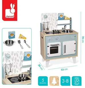 Janod Kuchnia drewniana duża z akcesoriami Plume - Zabawki AGD - miniaturka - grafika 3