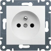 Klawisze i ramki - Hager Lumina 2 biały gniazdo z uziemieniem WL1020 - miniaturka - grafika 1