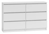 Komody - Topeshop Komoda szafka MALWA, 6 szuflad, biała, 120x30x77 cm - miniaturka - grafika 1