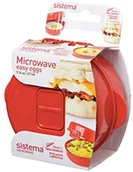Pojemniki kuchenne - Sistema Easy Eggs forma do przyrządzania jajek, do mikrofali, czerwona, czerwony, 13.7x12.5x6.7 cm 1117 - miniaturka - grafika 1