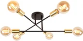 Lampy sufitowe - QAZQA Industrialna lampa sufitowa czarna ze złotymi 6 punktami - Sydney - miniaturka - grafika 1