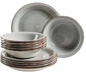 Talerze - MÄSER zestaw talerzy dla 6 osób w nowoczesnym stylu vintage, 12-częściowy serwis stołowy, ręcznie malowany - miniaturka - grafika 1