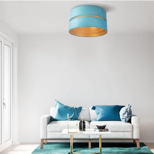 Euluna Lampa sufitowa Duo z tkaniny turkusowa/złota 40cm - Lampy sufitowe - miniaturka - grafika 2
