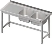 Stoły gastronomiczne - Stalgast Stół ze zlewem dwukomorowym (P) bez półki 1600x600x850 mm 980786160 - miniaturka - grafika 1