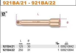 Beta PRZEDŁUŻACZ 1/2" NIEISKRZĄCY 225MM 921BA/22 - Narzędzia warsztatowe - miniaturka - grafika 2