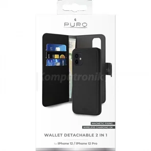 PURO Wallet Detachable - Etui 2w1 iPhone 12 / iPhone 12 Pro (czarny) - Etui i futerały do telefonów - miniaturka - grafika 5