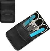 Zestawy do manicure i pedicure - Mont Bleu 5-częściowy zestaw do manicure w etui ze sztucznej skóry, prosty czarny Turquoise MS-070.C6 - miniaturka - grafika 1