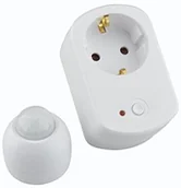 Przedłużacze i rozgałęźniki - Unitec 47598 pomiędzy wtyczka z bezprzewodowym czujnikiem ruchu, biały - miniaturka - grafika 1
