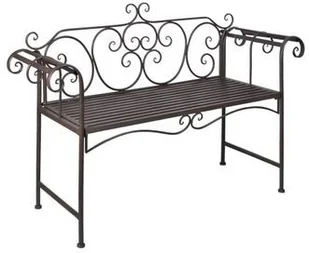 vidaXL vidaXL Metalowa ławka, z różanym wzorem, brąz - Ławki ogrodowe - miniaturka - grafika 2