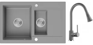 Primagran Zlewozmywak Granitowy Sewilla z Baterią Primagran 9000 MS-KG-A0+00-00+BP9000-KG+000-00 - Zlewozmywaki z baterią - miniaturka - grafika 2