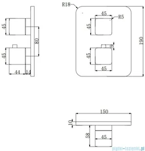 Omnires Parma bateria wannowa podtynkowa termostatyczna chrom PM7436CR - Baterie podtynkowe - miniaturka - grafika 2