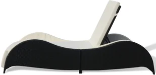 vidaXL vidaXL Leżak Polirattan Czarny - Leżaki ogrodowe - miniaturka - grafika 5