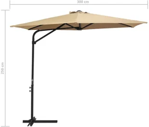 vidaXL Parasol ogrodowy na stalowym słupku, 300 cm, kolor taupe vidaXL - Parasole ogrodowe - miniaturka - grafika 15