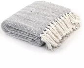 Narzuty - vidaXL Bawełniana narzuta w jodełkę, 220 x 250 cm, szara - miniaturka - grafika 1