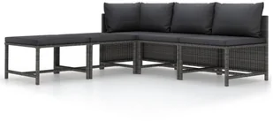 vidaXL 5-cz zestaw wypoczynkowy do ogrodu poduszki szary rattan PE 313503 - Meble ogrodowe - miniaturka - grafika 2