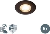 Oprawy, klosze i abażury - QAZQA Zestaw 5 wpuszczanych reflektorów  czarnych  ściemnianych 3-stopniowo - Ulo - miniaturka - grafika 1