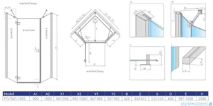 Radaway Essenza New Black 90x100 lewa przejrzysta 385010-54-01L/385056-54-01 - Kabiny prysznicowe - miniaturka - grafika 2