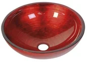 Umywalki - Sapho MURANO ROSSO Umywalka nablatowa okrągła szklana czerwona 40x14 cm AL5318-63 - miniaturka - grafika 1