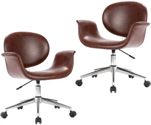 vidaXL Obrotowe krzesła stołowe, 2 szt., brązowe, sztuczna skóra 3054860 - Krzesła - miniaturka - grafika 10