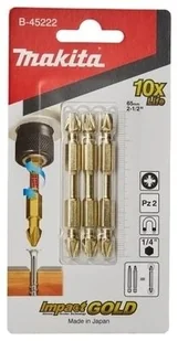 MAKITA zestaw 3 szt. podwójnych końcówek udarowych Pozidriv PZ2/65mm, IMPACT GOLD MAKITA [B-45222] B-45222 - Nasadki do elektronarzędzi - miniaturka - grafika 4