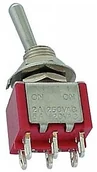 Podzespoły elektroniczne - Velleman Przełącznik dźwigniowy VERTICAL TOGGLE SWITCH DPDT ON-OFF-(ON) - PCB TYPE 8012BC - miniaturka - grafika 1