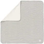 Koce i narzuty dla dzieci - Lassig Koc do przytulania dla niemowląt z certyfikatem GOTS miękki/Interlock Baby Blanket 80 x 80 cm Striped grey/antracyt - miniaturka - grafika 1