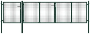 vidaxl Brama ogrodzeniowa, stalowa, 400 x 100 cm, zielona - Ogrodzenia - miniaturka - grafika 2