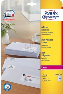 Avery ZWECKFORM GmbH ETYKIETY ADRESOWE 45,7x21,2 25 ARKUSZY 51417 - Etykiety samoprzylepne i bloki etykiet - miniaturka - grafika 3