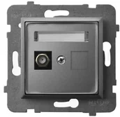 Gniazdka elektryczne - Ospel Gniazdo antenowe typu F pojedyncze Szary mat Aria - GPA-1UF/m/70 - miniaturka - grafika 1