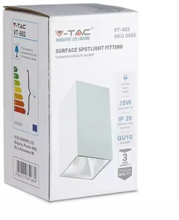 v-tac Oprawa Sufitowa V-TAC GU10 Kwadrat Natynkowa Biały 74x74x140mm VT-882 - Oprawy, klosze i abażury - miniaturka - grafika 3