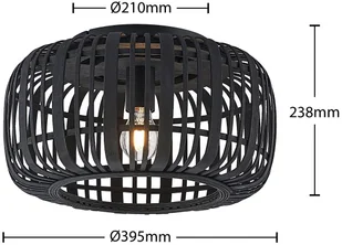 Lindby Canyana lampa sufitowa z rattanu, czarna - Lampy sufitowe - miniaturka - grafika 5