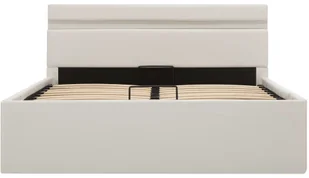 vidaXL Rama łóżka z podnośnikiem i LED, biała, ekoskóra, 140 x 200 cm - Łóżka - miniaturka - grafika 5