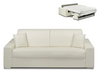 Sofy i kanapy - Vente-Unique 4-osobowa kanapa z ekspresowym mechanizmem rozkładania z materiału skóropodobnego EMIR - Kolor: biały - Miejsce do spania: 160 cm - Materac 18 cm - miniaturka - grafika 1
