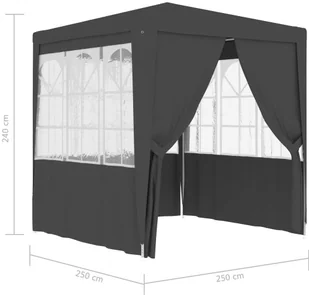 vidaXL Namiot imprezowy ze ściankami, 2,5x2,5 m, antracytowy, 90 g/m - Pawilony ogrodowe - miniaturka - grafika 9