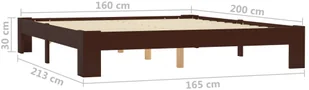 vidaXL Rama łóżka, ciemnobrązowa, lite drewno sosnowe, 160 x 200 cm - Łóżka - miniaturka - grafika 20