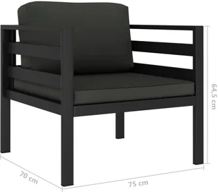 vidaXL Fotel z poduszkami, aluminium, antracytowy - Fotele - miniaturka - grafika 6