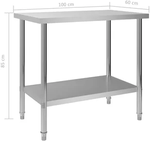 VidaXL Kuchenny stół roboczy, 100x60x85 cm, stal nierdzewna 51188 VidaXL - Stoły gastronomiczne - miniaturka - grafika 7