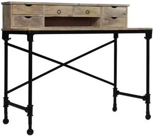 vidaXL Biurko  Sekretarzyk z litego drewna mango i stali 110 x 50 x 96 cm 244947 - Biurka - miniaturka - grafika 4
